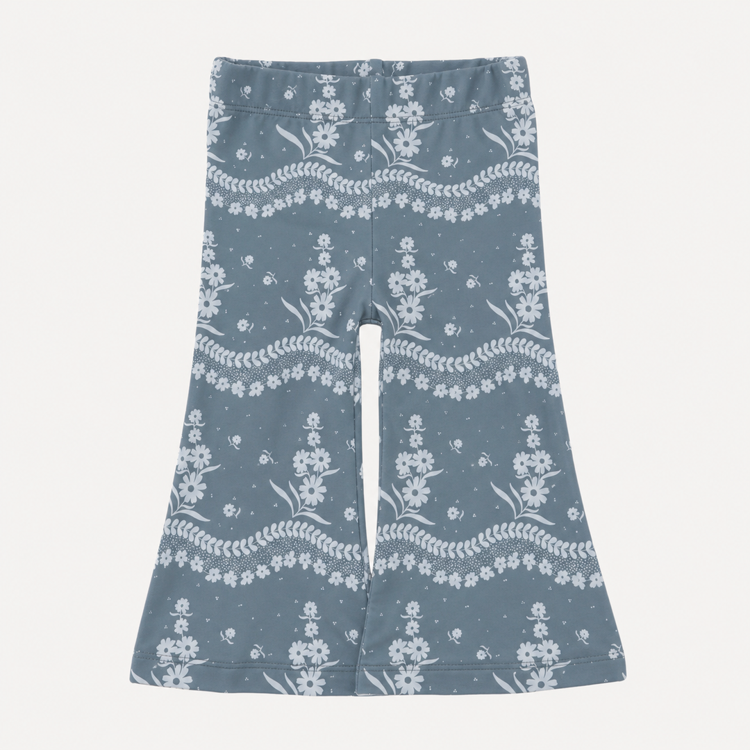 PREORDER flare leg pant | storm floral lace | organic cotton interlock