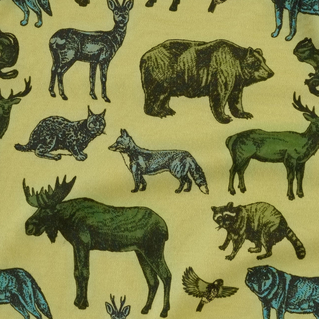 long sleeve basic henley tee | forest animals | organic cotton interlock