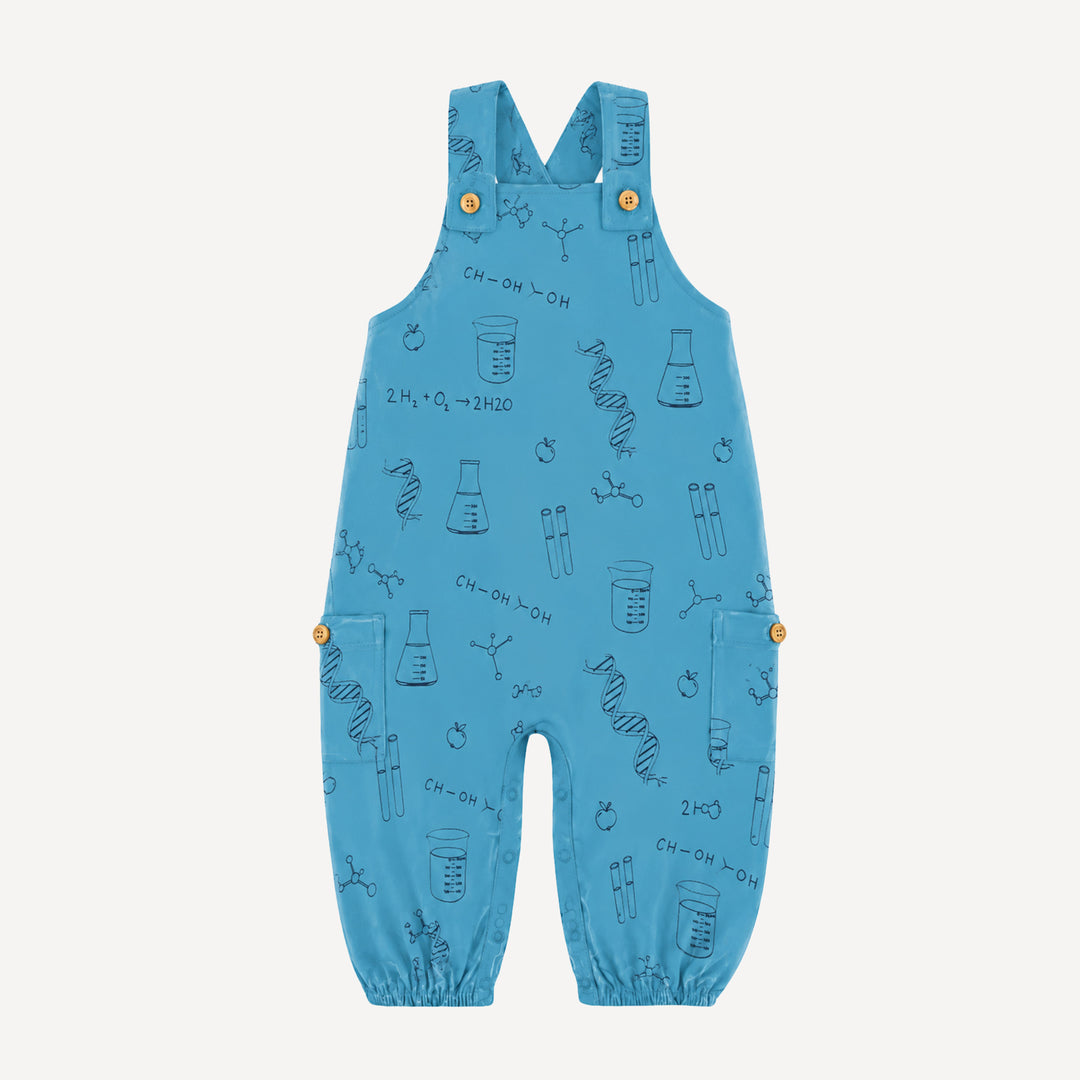 PREORDER gathered bubble pocket overall | blue chemistry | organic cotton interlock