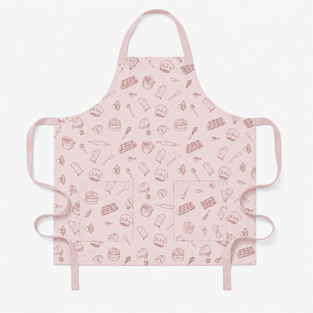 PREORDER apron | pink baking | organic cotton interlock