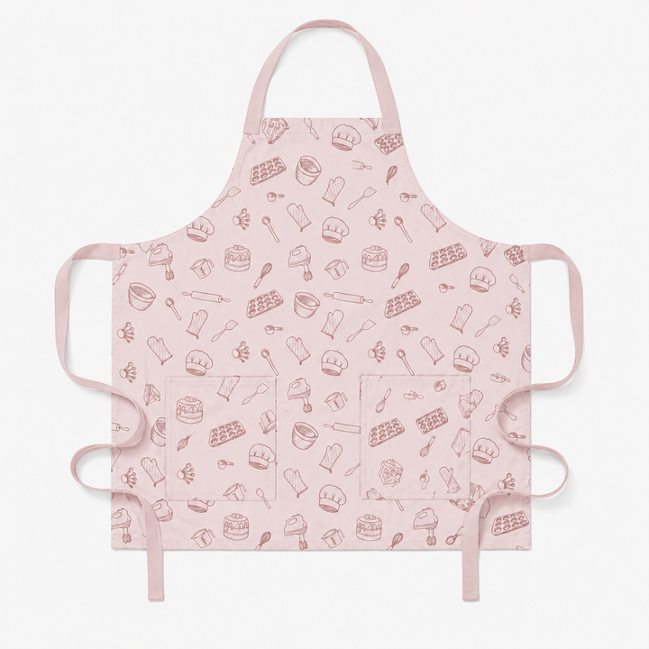 PREORDER apron | pink baking | organic cotton interlock