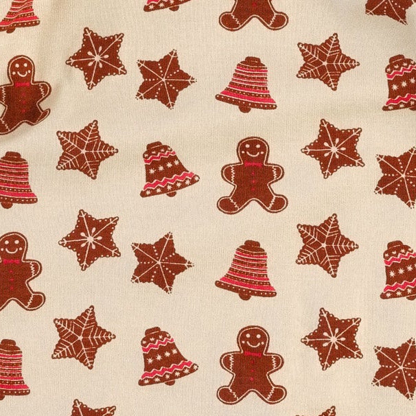 long sleeve trimmed bubble jumper | gingerbread cookies | organic cotton flat rib