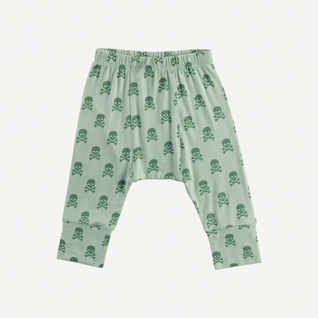 classic panda pant | green skulls | organic cotton interlock