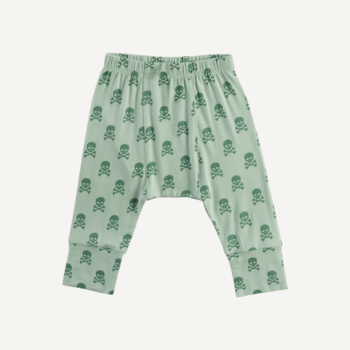 classic panda pant | green skulls | organic cotton interlock