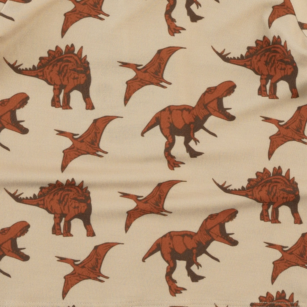 short puff sleeve peter pan dress | honey ginger dino | light weight bamboo