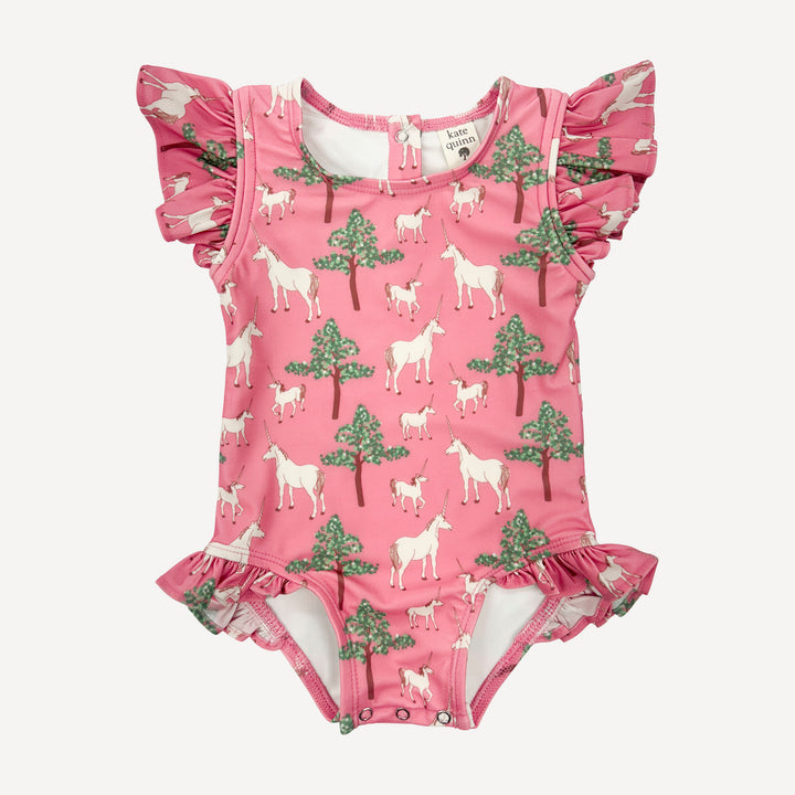 frilly one piece swimsuit | pink unicorn party | swim