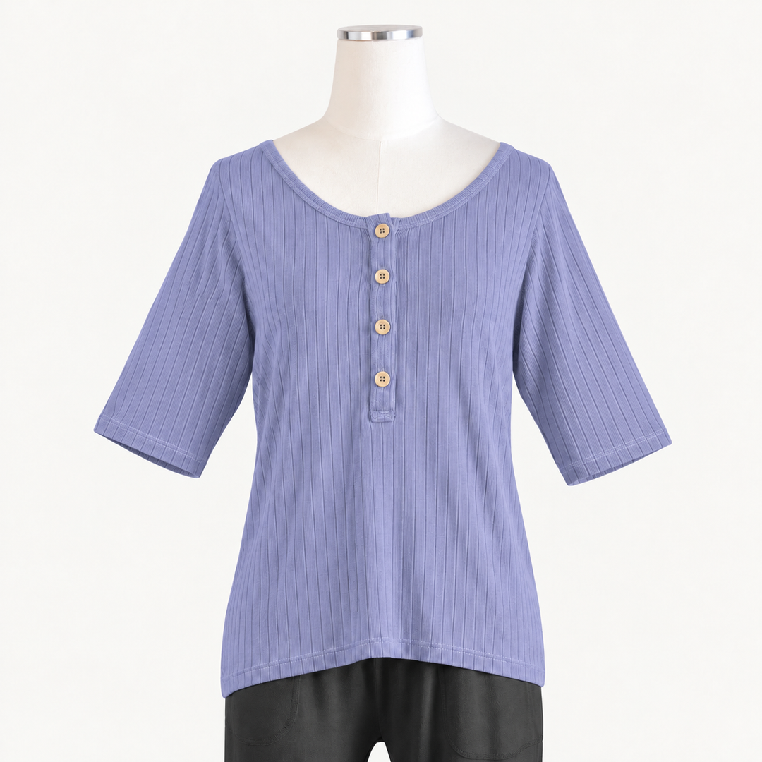 PREORDER womens scoop neck tee | hydrangea | woods rib