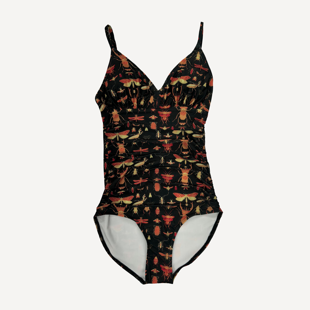 womens ruched one piece swimsuit | insects | swim