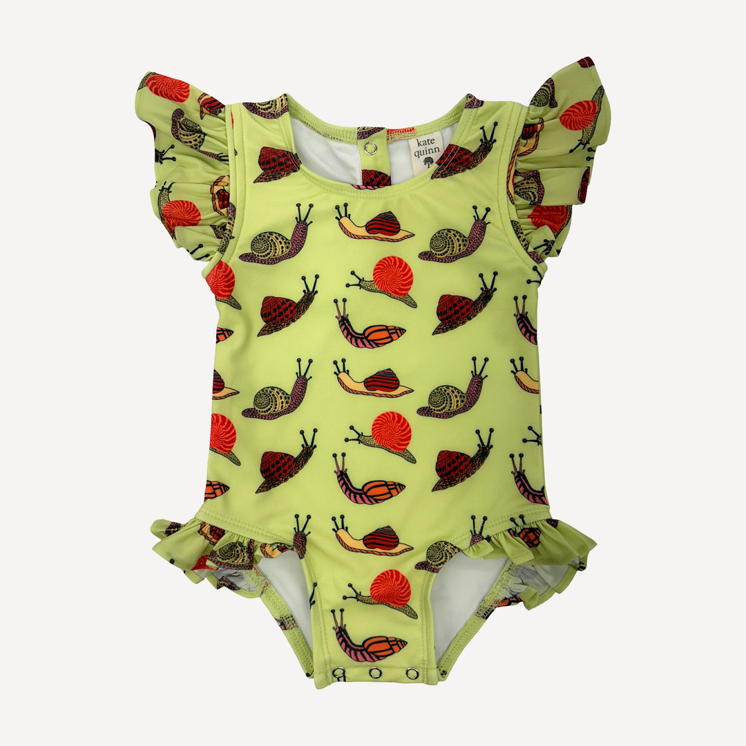 frilly one piece swimsuit | snails | swim
