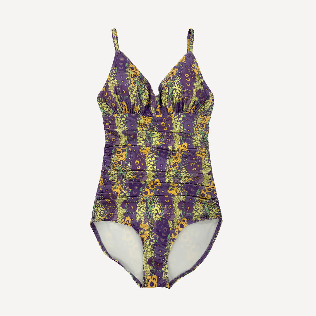 womens ruched one piece swimsuit | violet hollyhock | swim