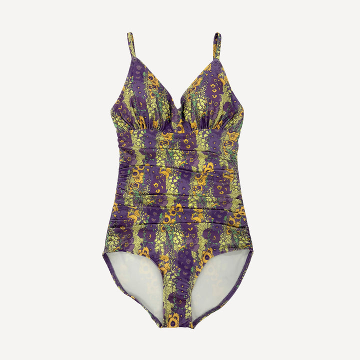 womens ruched one piece swimsuit | violet hollyhock | swim