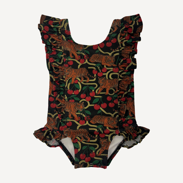 side ruffle tank swimsuit | tiger + cherries | swim