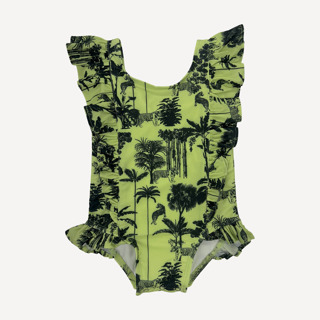 side ruffle tank swimsuit | lime jungle | swim