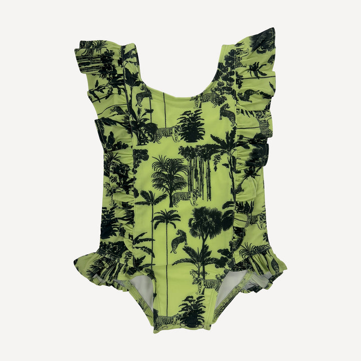 side ruffle tank swimsuit | lime jungle | swim
