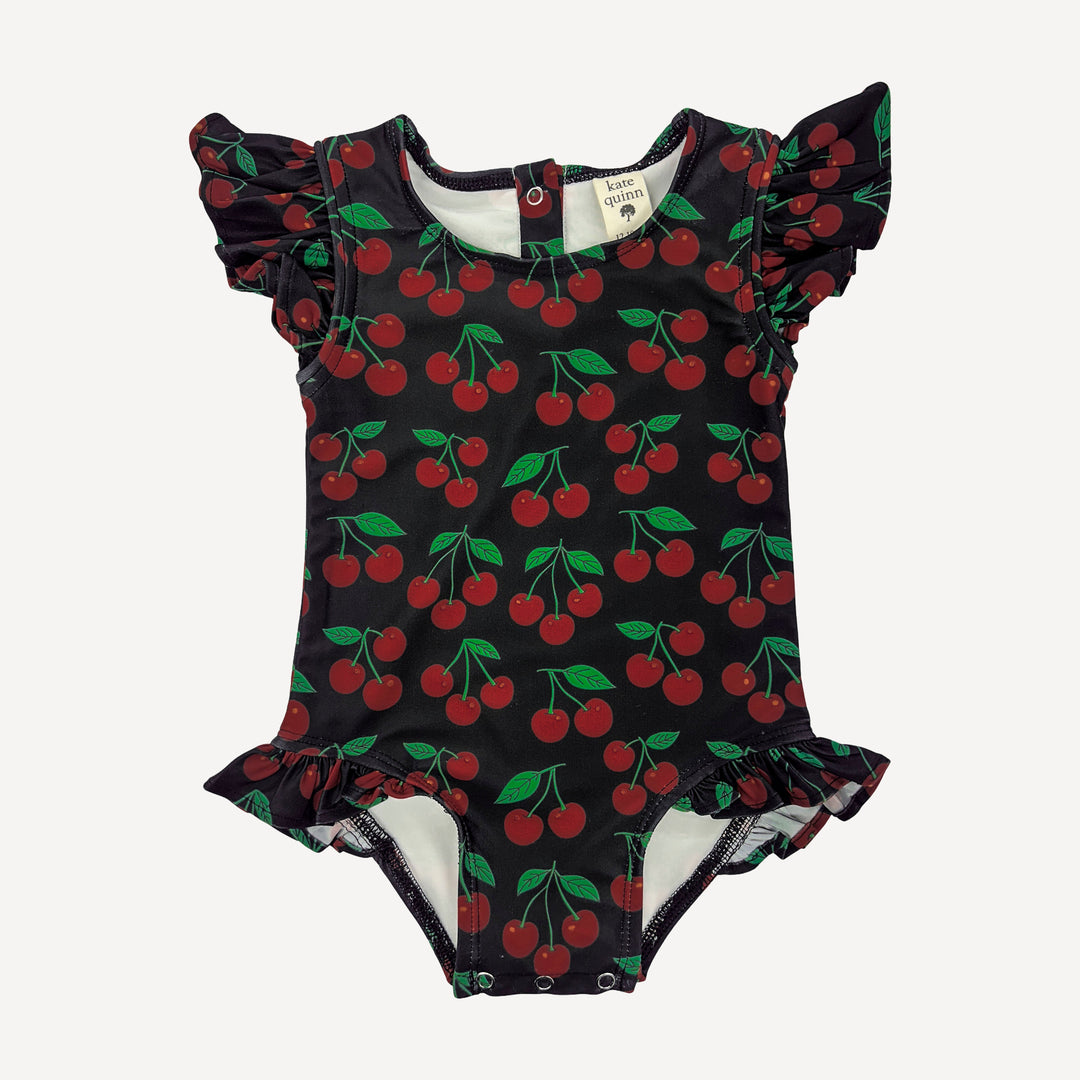 frilly one piece swimsuit | cherries | swim
