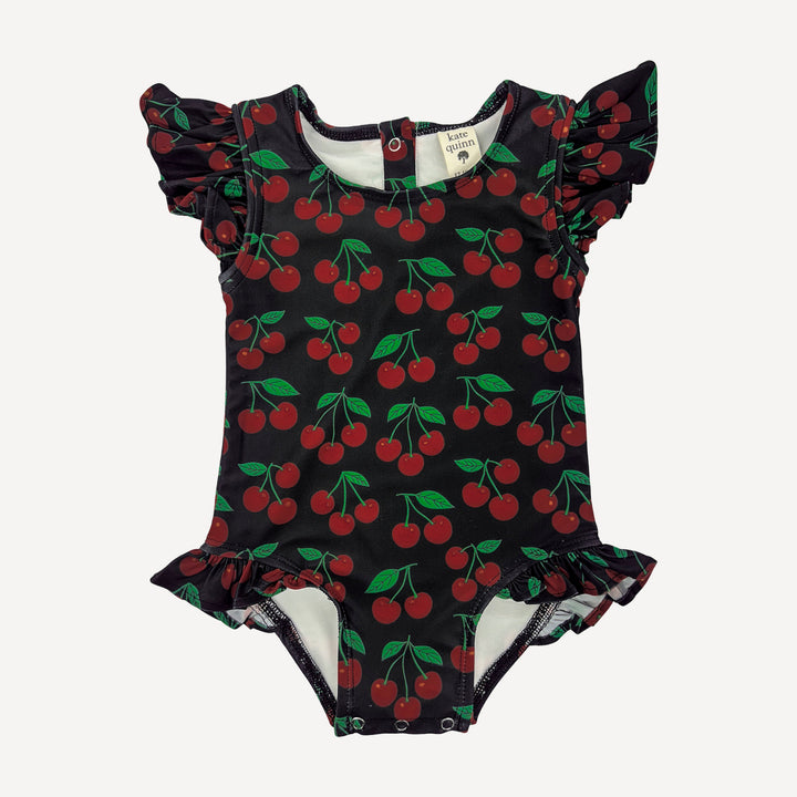 frilly one piece swimsuit | cherries | swim