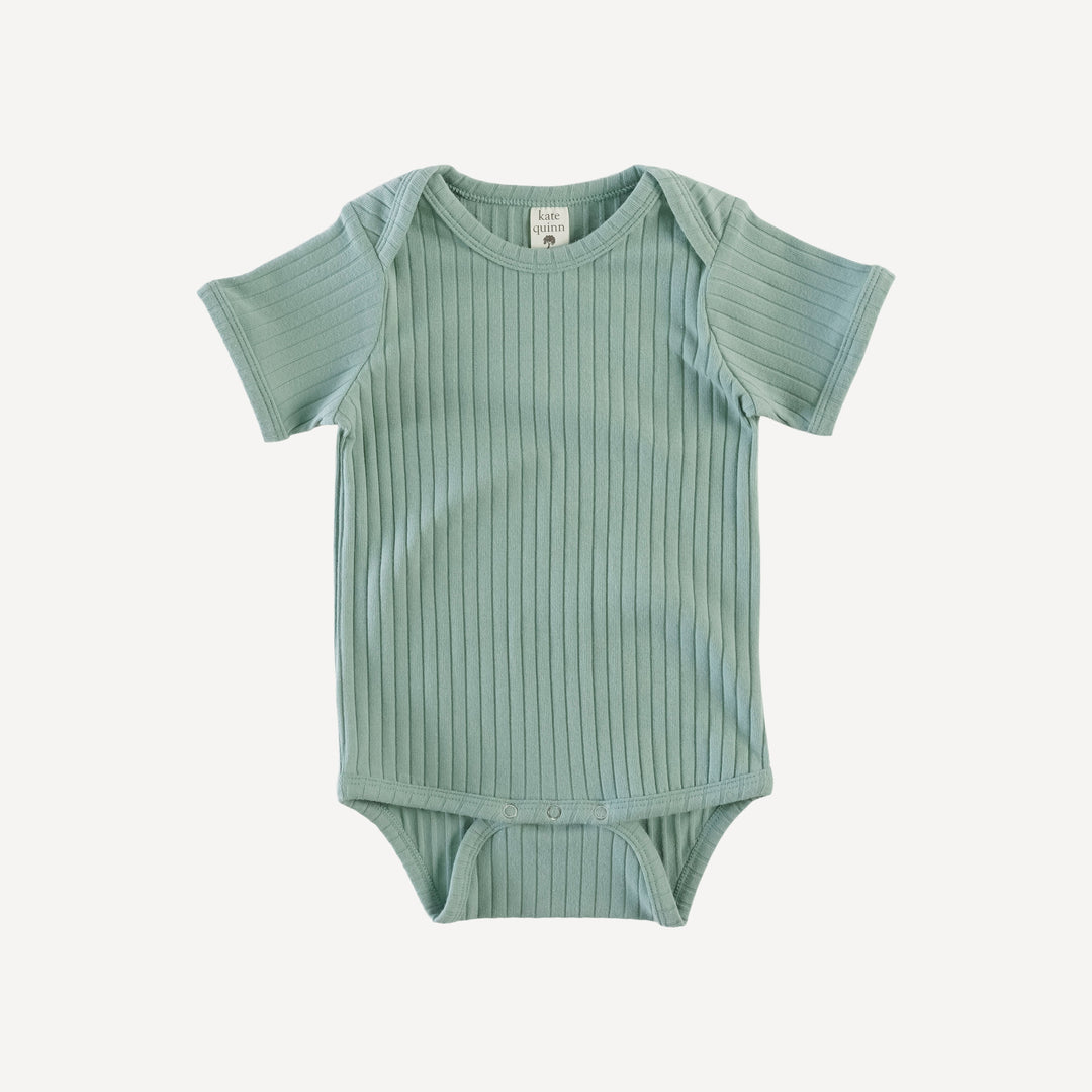 short sleeve lap neck bodysuit | jadeite | organic cotton wide rib