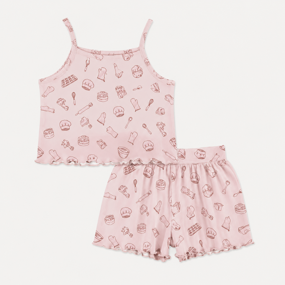 PREORDER jade short set | pink baking | organic cotton interlock