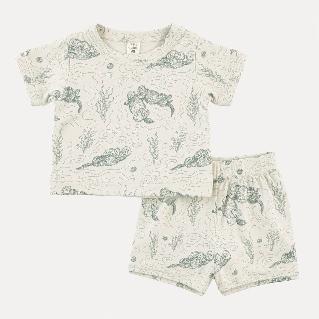 PREORDER jamie set | green otter family | organic cotton interlock