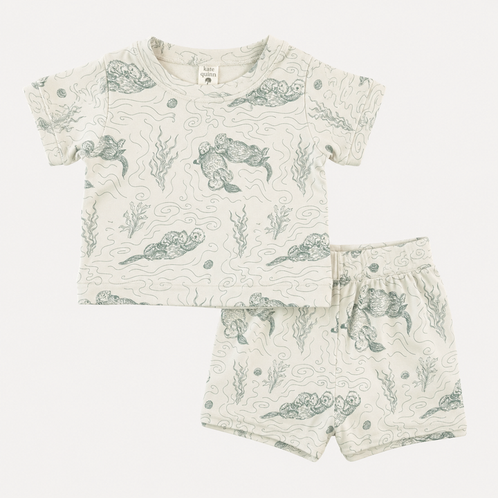 PREORDER jamie set | green otter family | organic cotton interlock