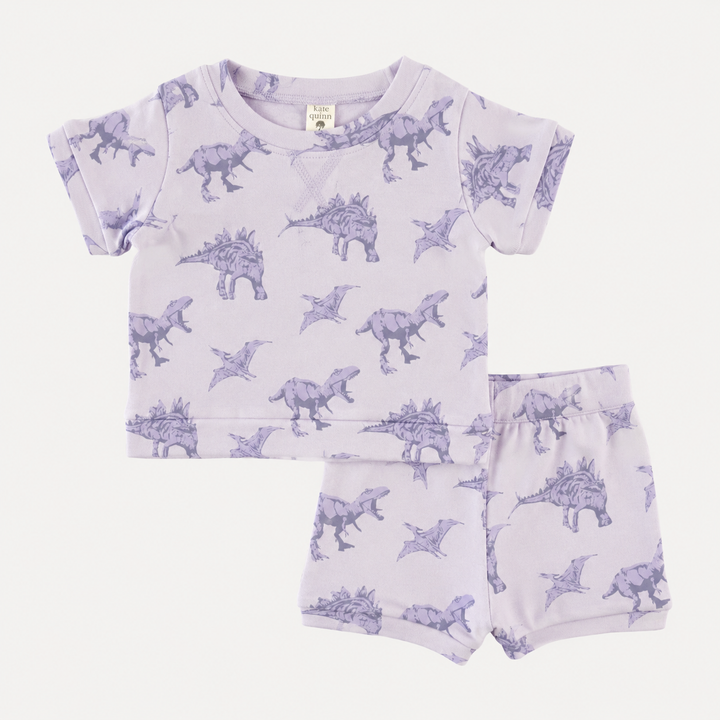 PREORDER jamie set | lavender dinosaur | organic cotton interlock