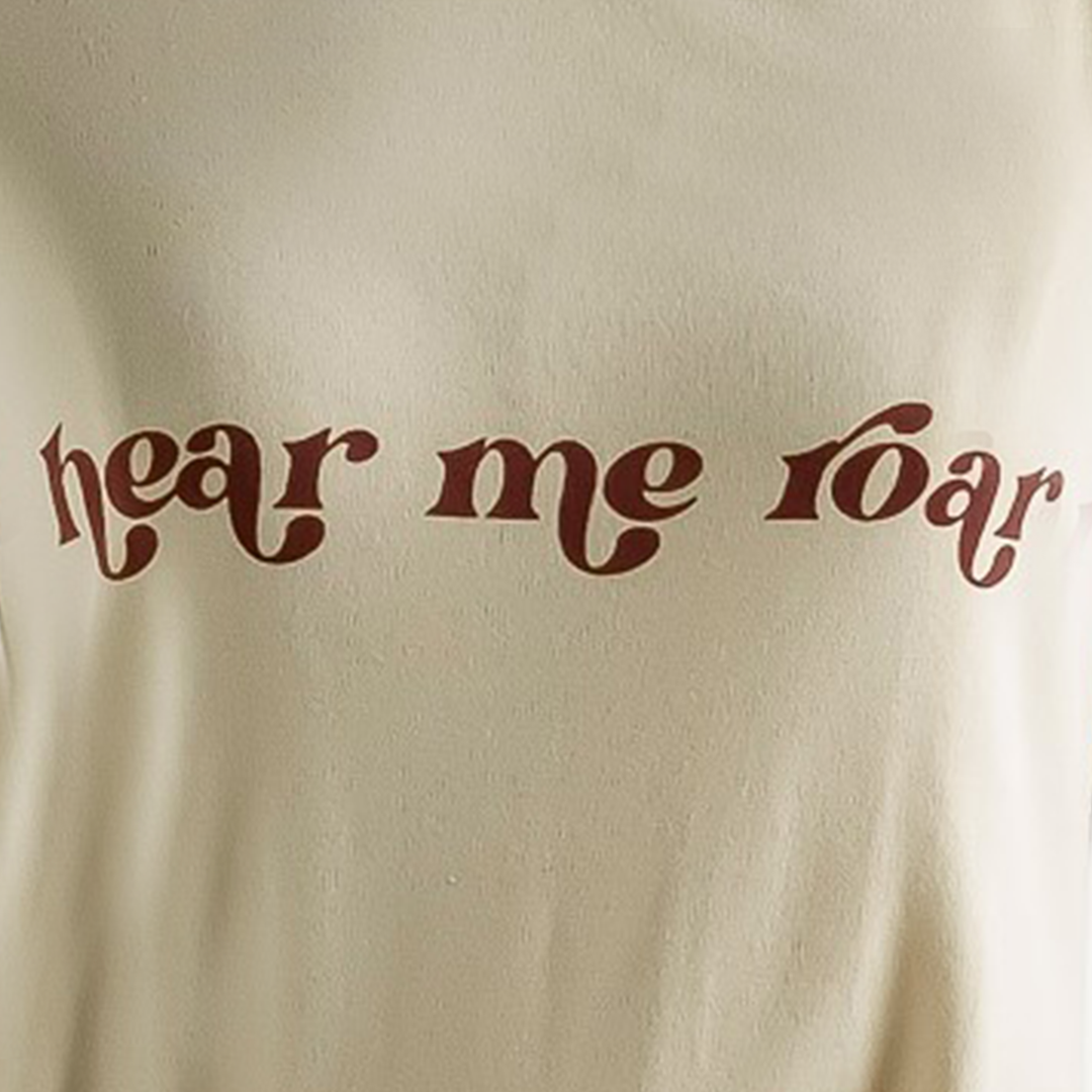 womens skinny lap neck tee | 70s hear me roar | organic cotton interlock