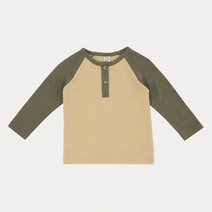 PREORDER long sleeve baseball henley tee | marzipan | organic cotton interlock