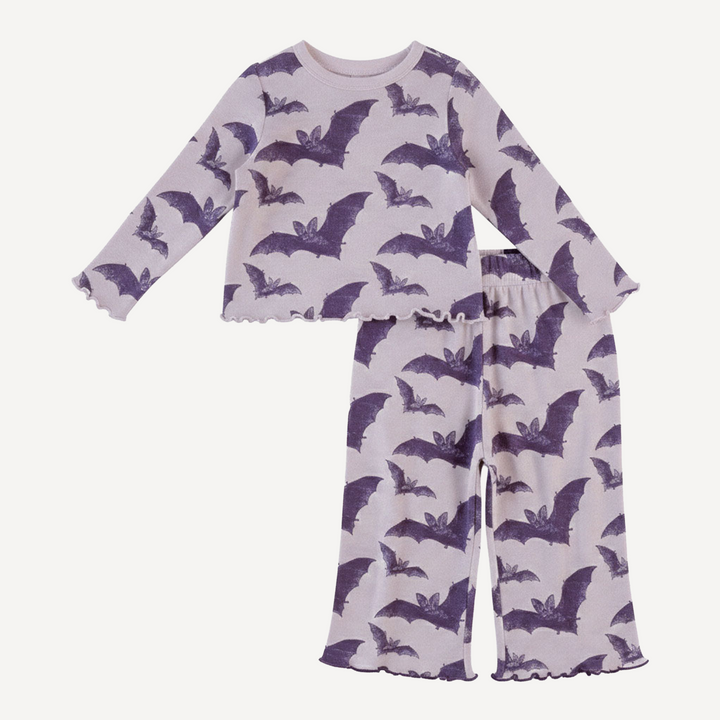 long sleeve jade set | purple bat | organic cotton interlock