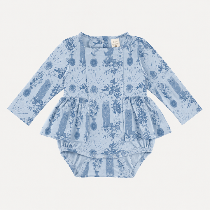 PREORDER long sleeve ballerina bubble | wolf floral | organic cotton interlock