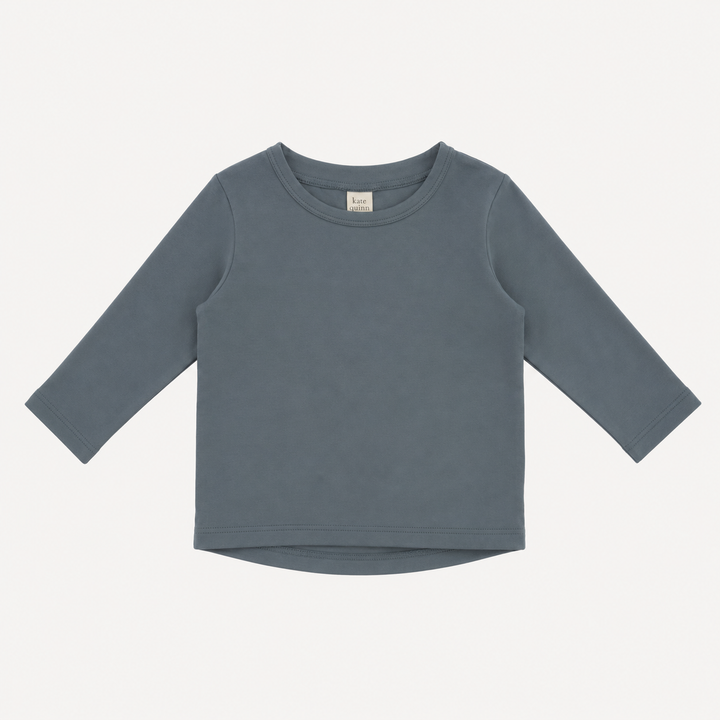 PREORDER long sleeve essential boxy tee | stormy | organic cotton interlock