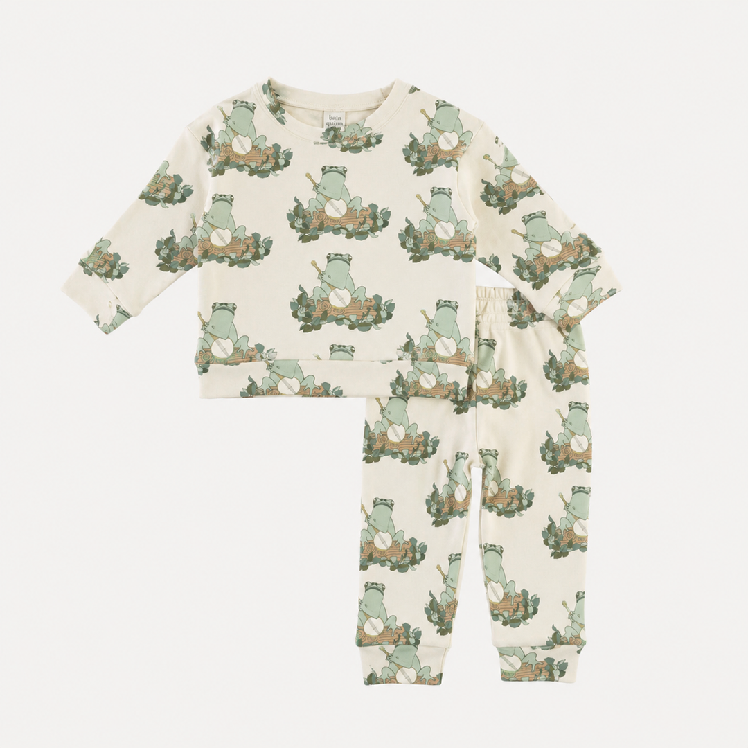 PREORDER long sleeve cuffed jogger set | banjo frog | organic cotton interlock