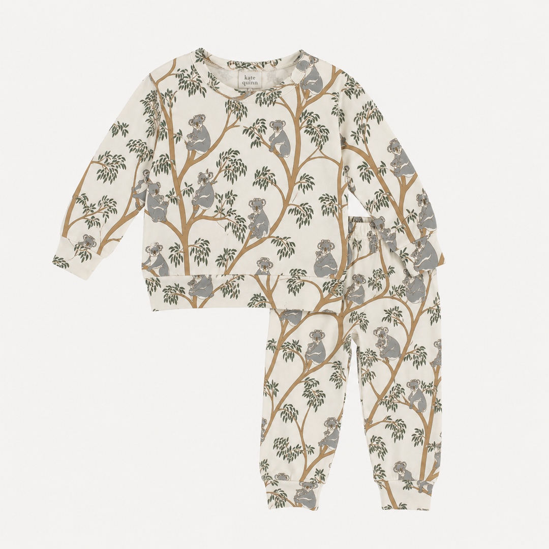 PREORDER long sleeve cuffed jogger set | koala | organic cotton interlock