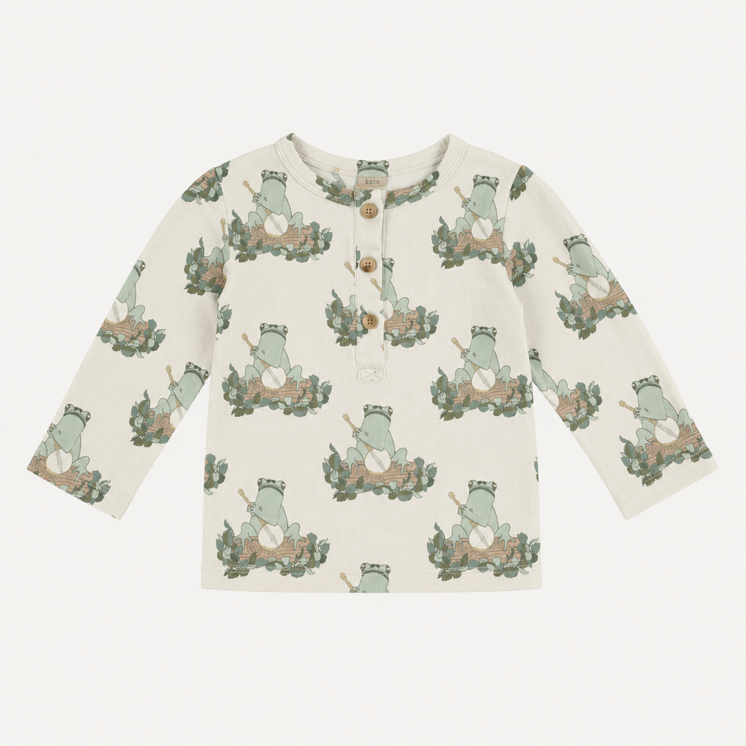 PREORDER long sleeve basic henley tee | banjo frog | organic cotton interlock