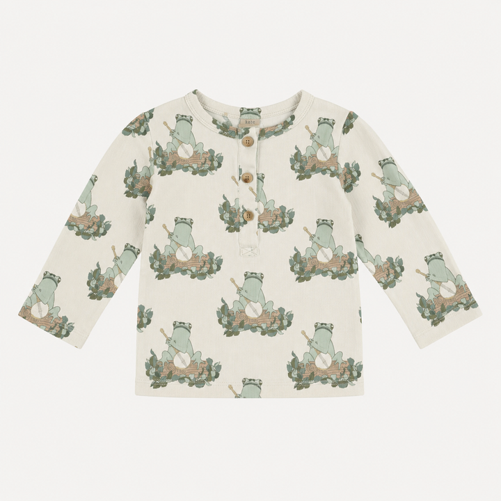 PREORDER long sleeve basic henley tee | banjo frog | organic cotton interlock