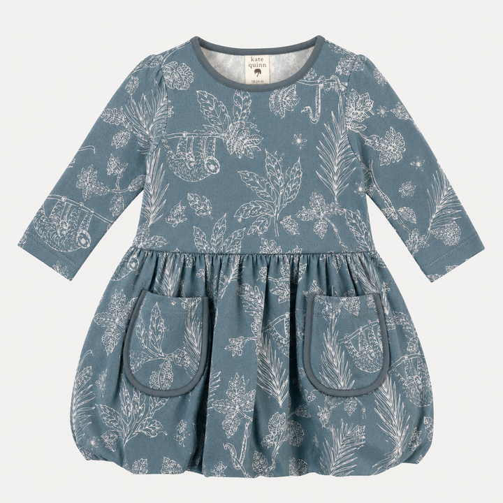 PREORDER long sleeve ida dress | storm sloth | organic cotton interlock