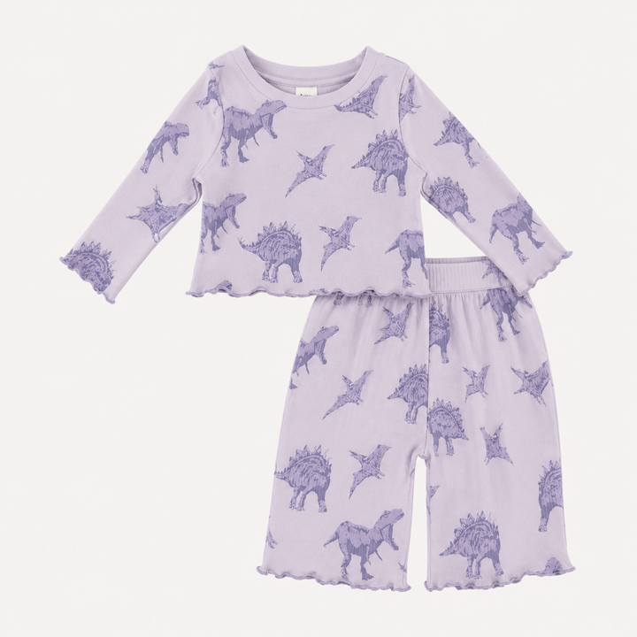 PREORDER long sleeve jade set | lavender dinosaur | organic cotton interlock