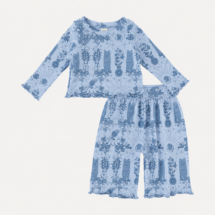 PREORDER long sleeve jade set | wolf floral | organic cotton interlock