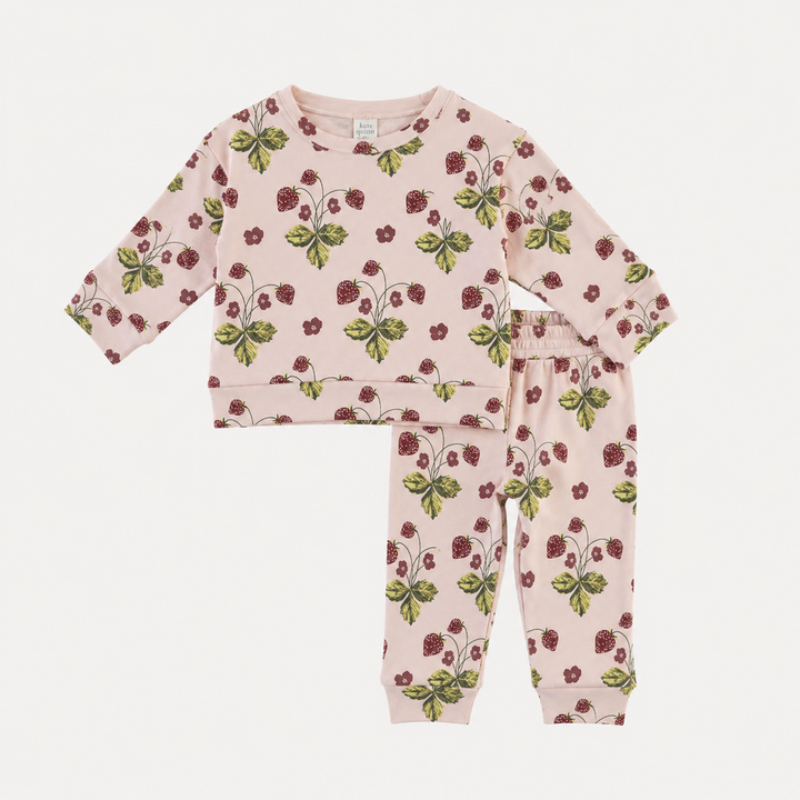 PREORDER long sleeve cuffed jogger set | mauve chalk strawberry | organic cotton interlock