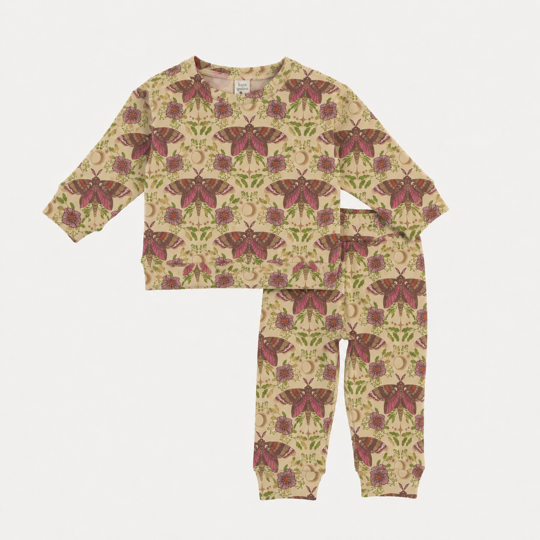 PREORDER long sleeve cuffed jogger set | butterfly night | organic cotton interlock