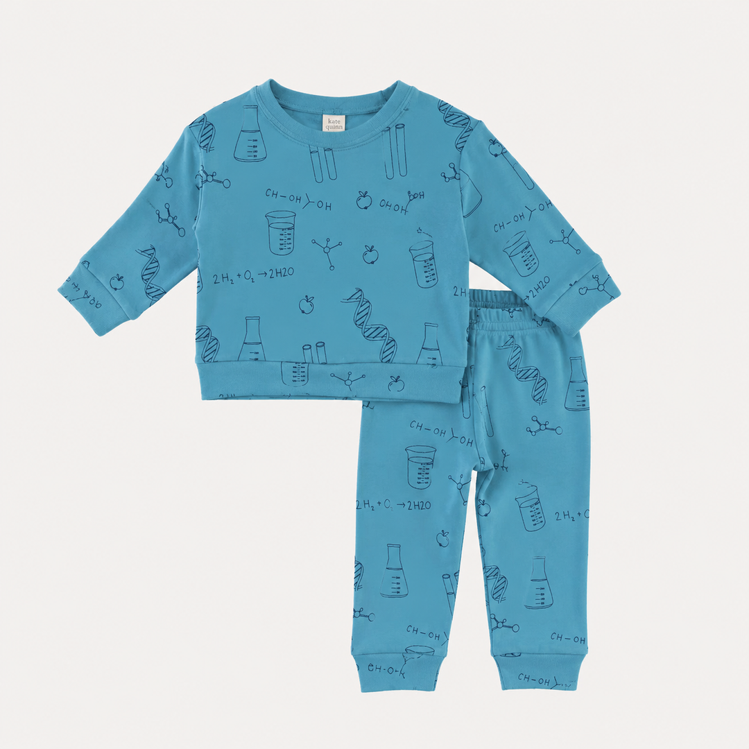PREORDER long sleeve cuffed jogger set | blue chemistry | organic cotton interlock