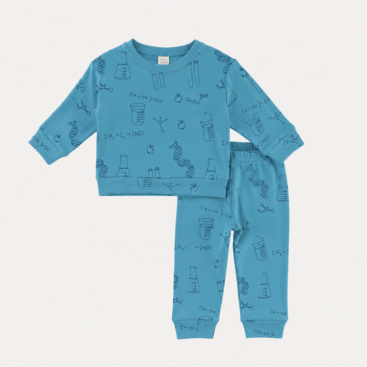 PREORDER long sleeve cuffed jogger set | blue chemistry | organic cotton interlock