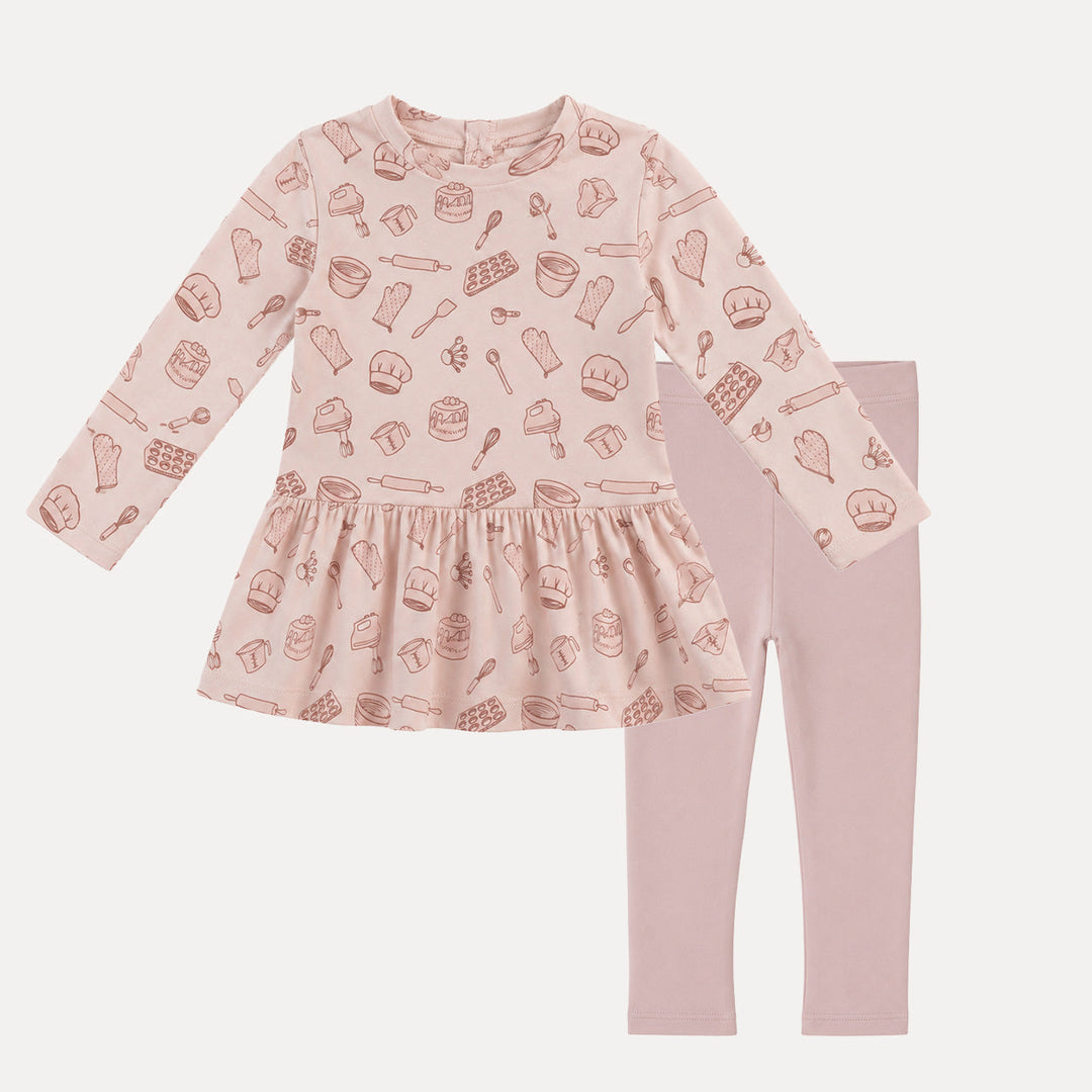 PREORDER long sleeve kate set | pink baking | organic cotton interlock