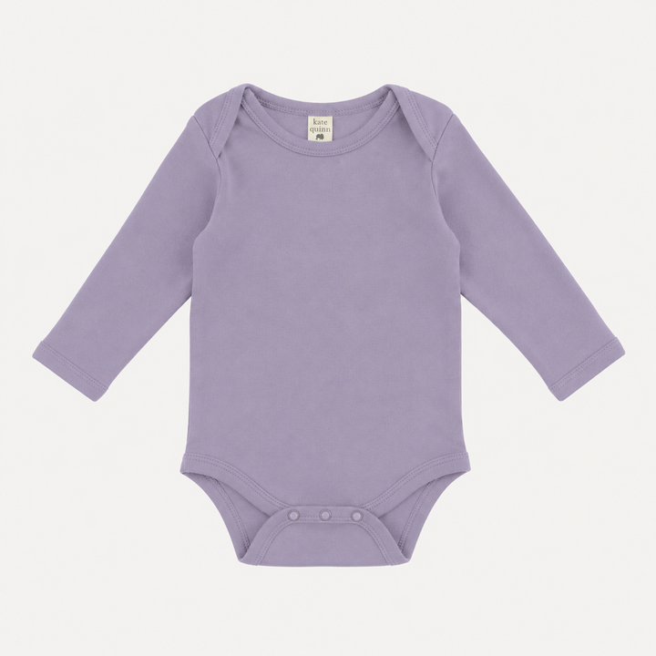 PREORDER long sleeve lap neck bodysuit | dusty lavender | organic cotton interlock