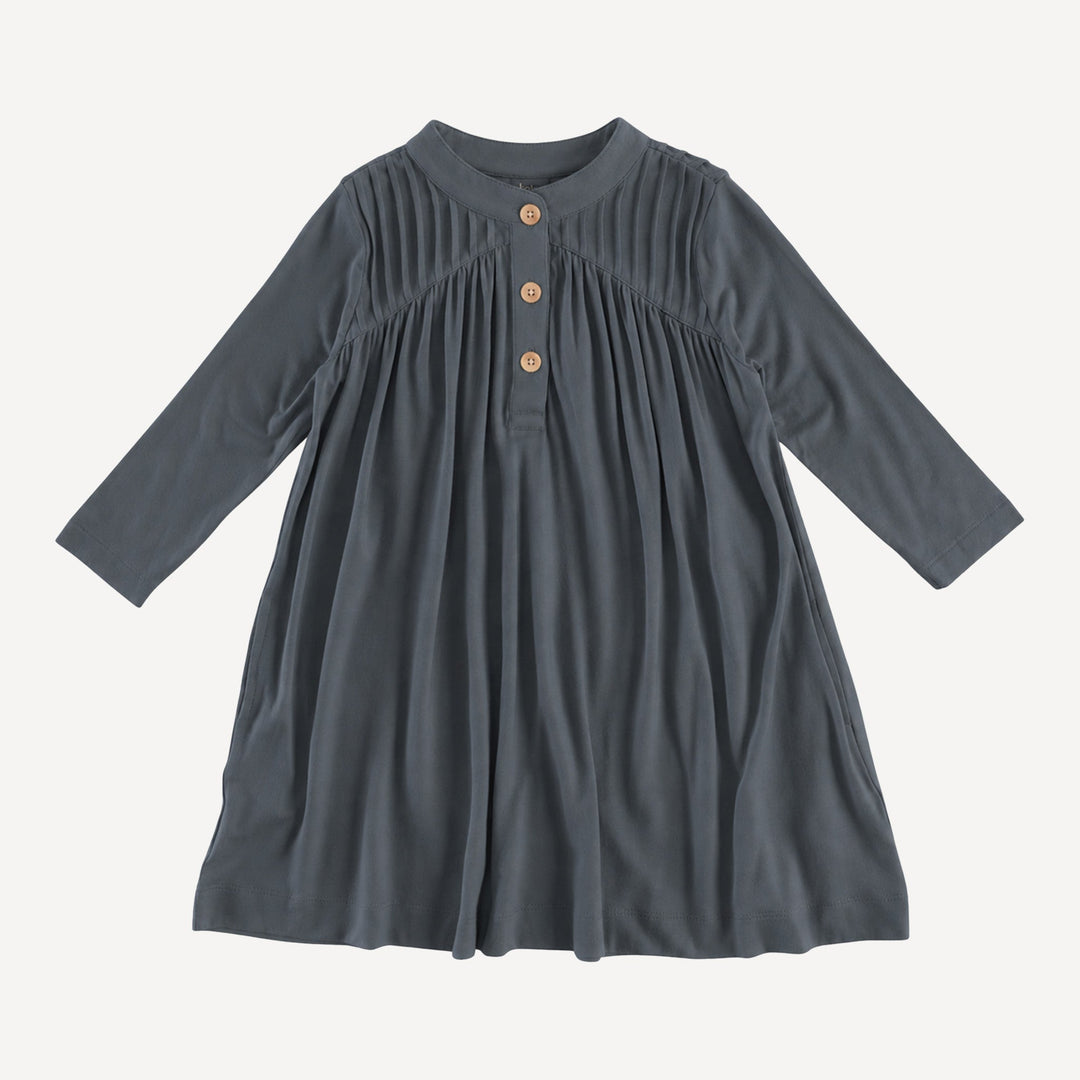 PREORDER long sleeve library dress | slate blue | bamboo