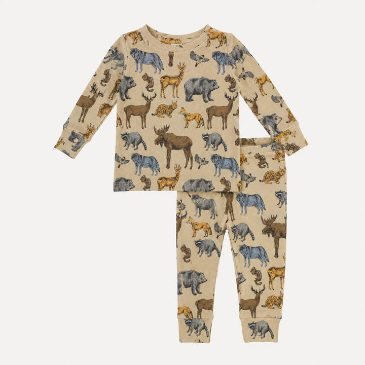 PREORDER long sleeve pj set | forest animals | organic cotton interlock