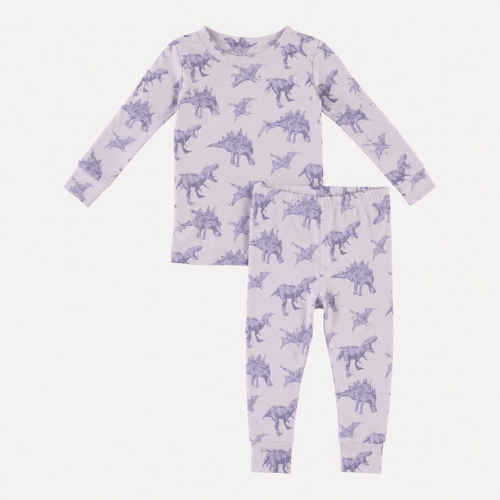 PREORDER long sleeve pj set | lavender dinosaur | organic cotton interlock