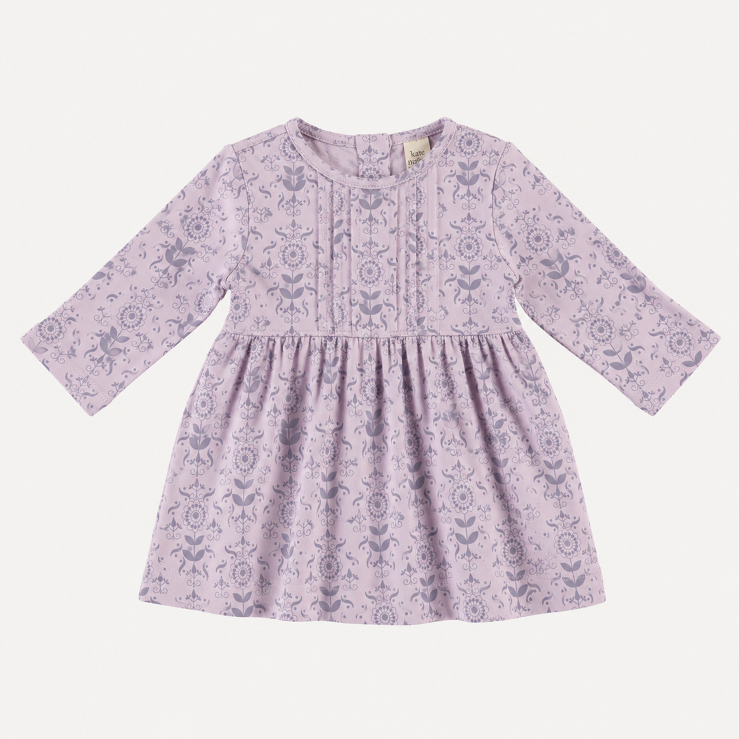 PREORDER long sleeve ruby dress | orchid folk wallpaper | organic cotton interlock