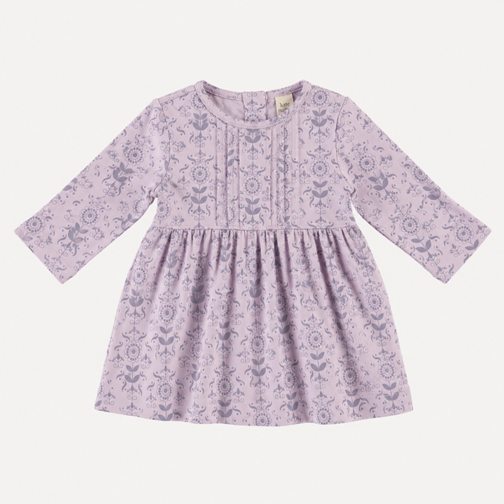 PREORDER long sleeve ruby dress | orchid folk wallpaper | organic cotton interlock