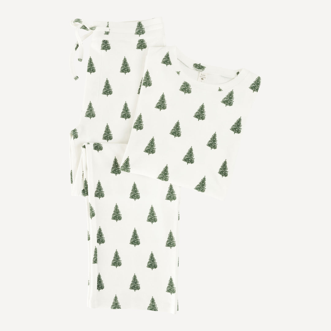 mens long sleeve crew neck pj set | forest pine | organic cotton flat rib