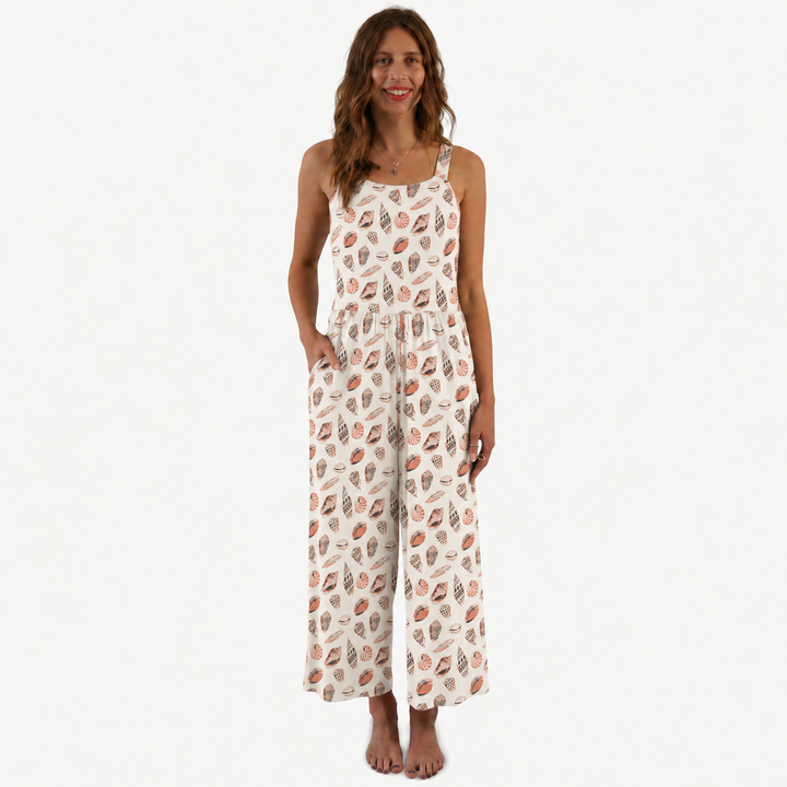 PREORDER womens tie back jumpsuit | seashell | modal